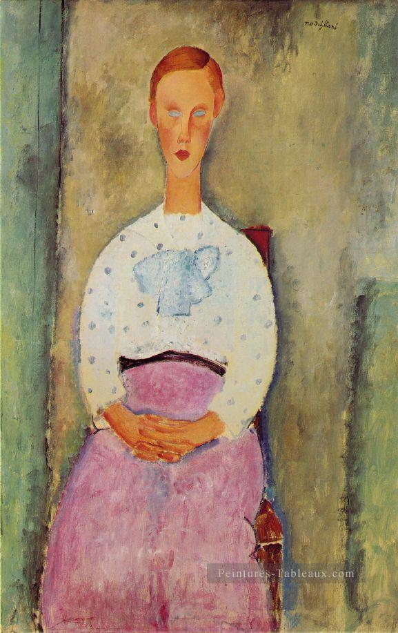 fille avec un chemisier à pois 1919 Amedeo Modigliani Peintures à l'huile
